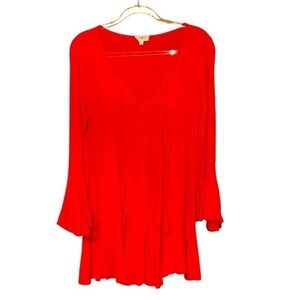 Umgee Orange Tiered Swing Baby Doll Cotton Blend Dress Style G0510